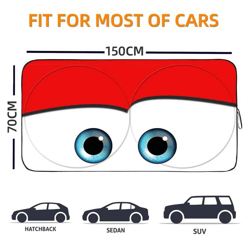 150*70CM Cartoon Eye Car Sunshade Front Window Cover UV Protection
