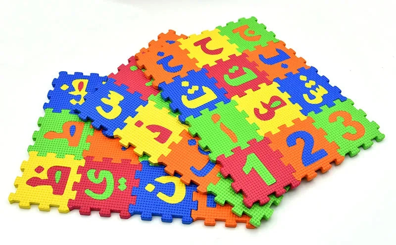 Arabic Alphabet and Number Puzzle Mats for Kids 28PCS Language & 8PCS Number Carpet Rugs