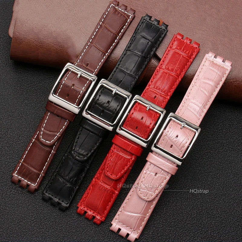 CowLost | product_id-sweatproof-cowhide-leather-watch-strap-17mm-19mm-for-swatch-black-brown-white-wholesale |13