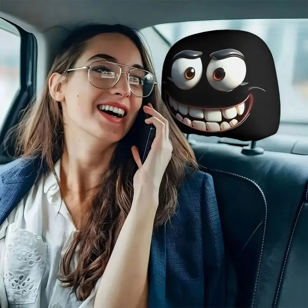 CowLost | car-seat-covers-product_id-2pcs-smiley-face-car-pillowcase-soft-polyester-headrest-cushion-covers-washable |4