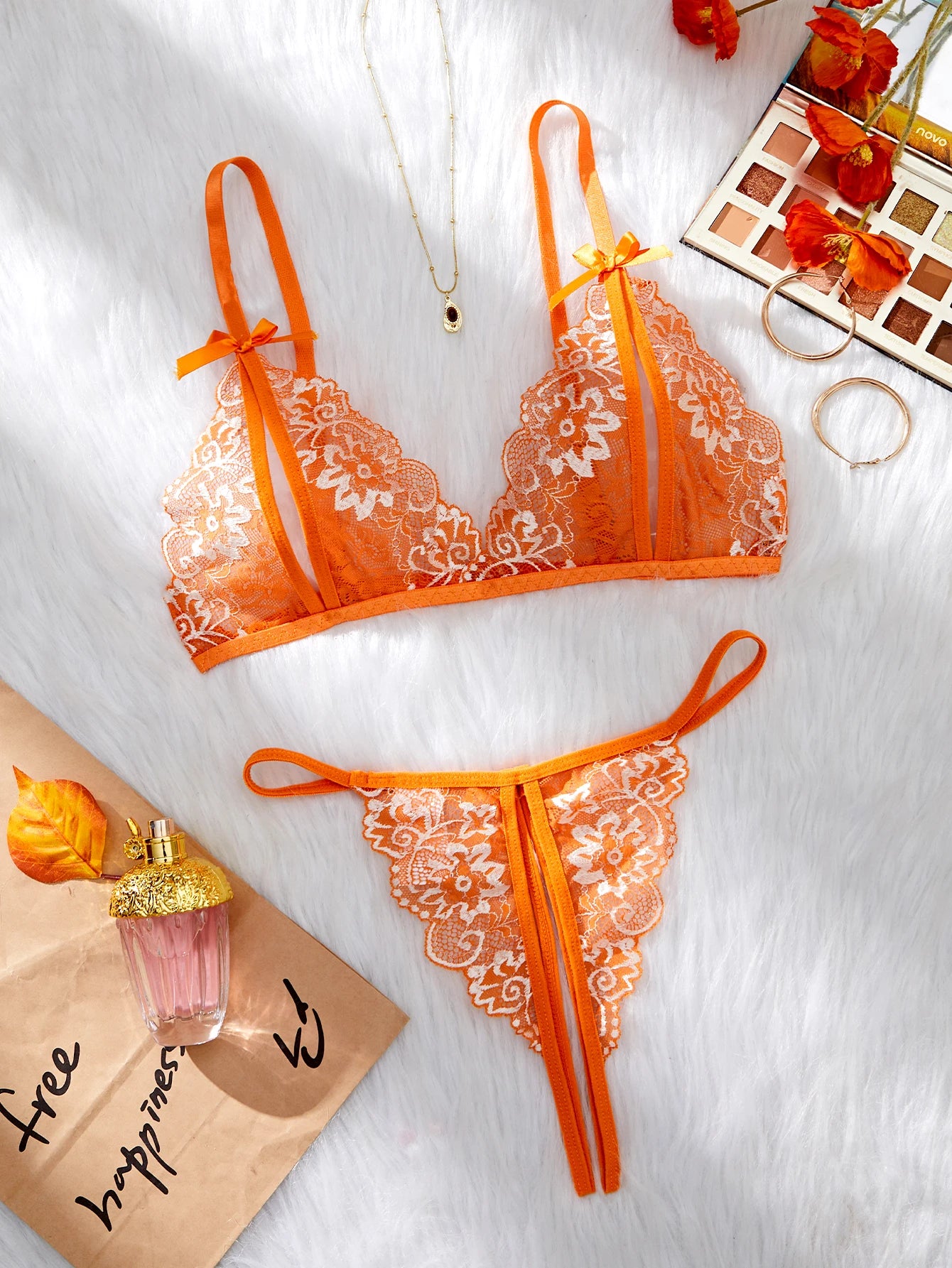 CowLost | women-floral-sexy-lingerie-set-open-chest-bra-and-crotchless-thong-sets |13