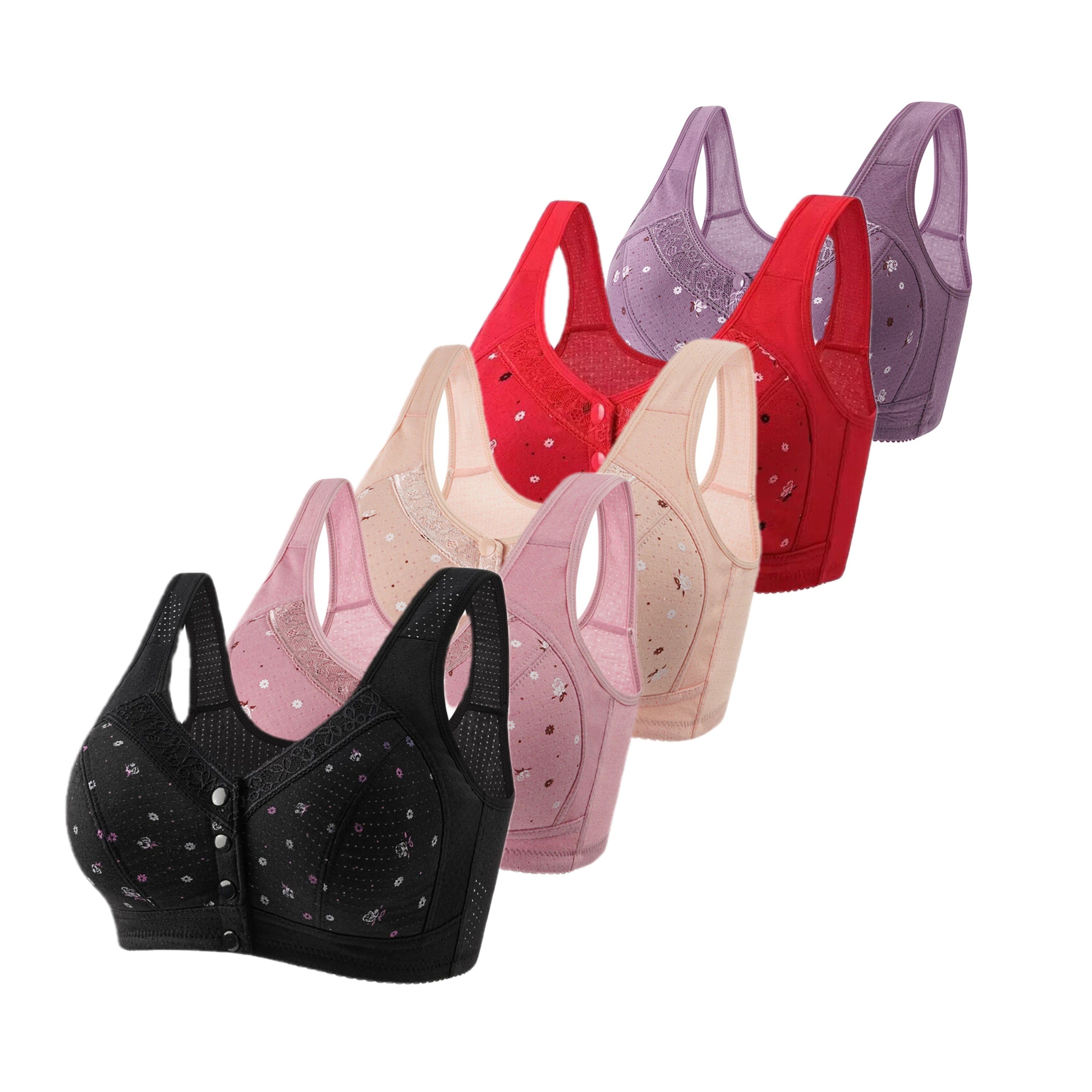 CowLost | product_id-fallsweet-5-piece-wireless-front-closure-seamless-lace-plus-size-bras-38-50bc |28
