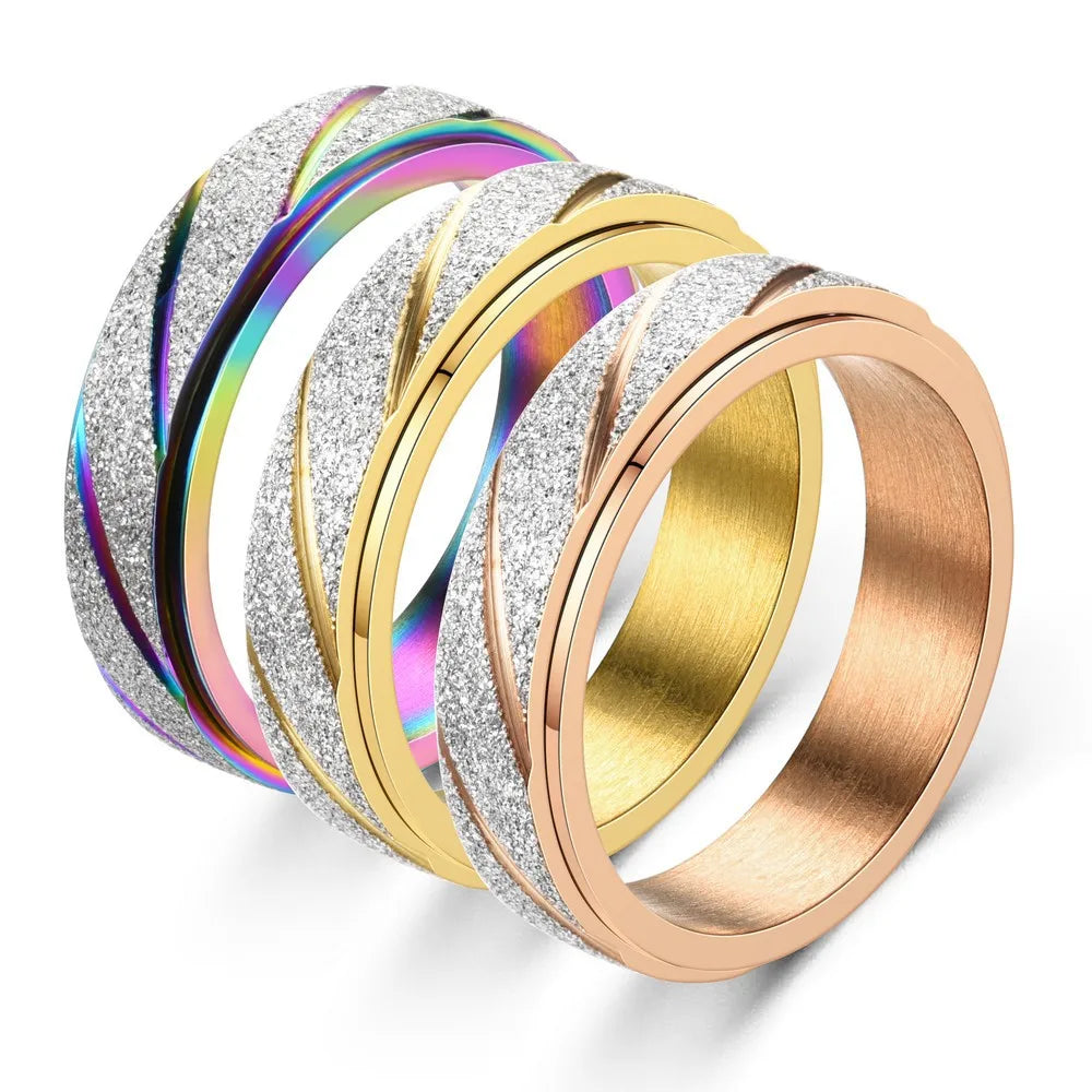 Trendy Frosted Stainless Steel Rings for Women & Men, Sizes 6-11, Wholesale Dropshipping