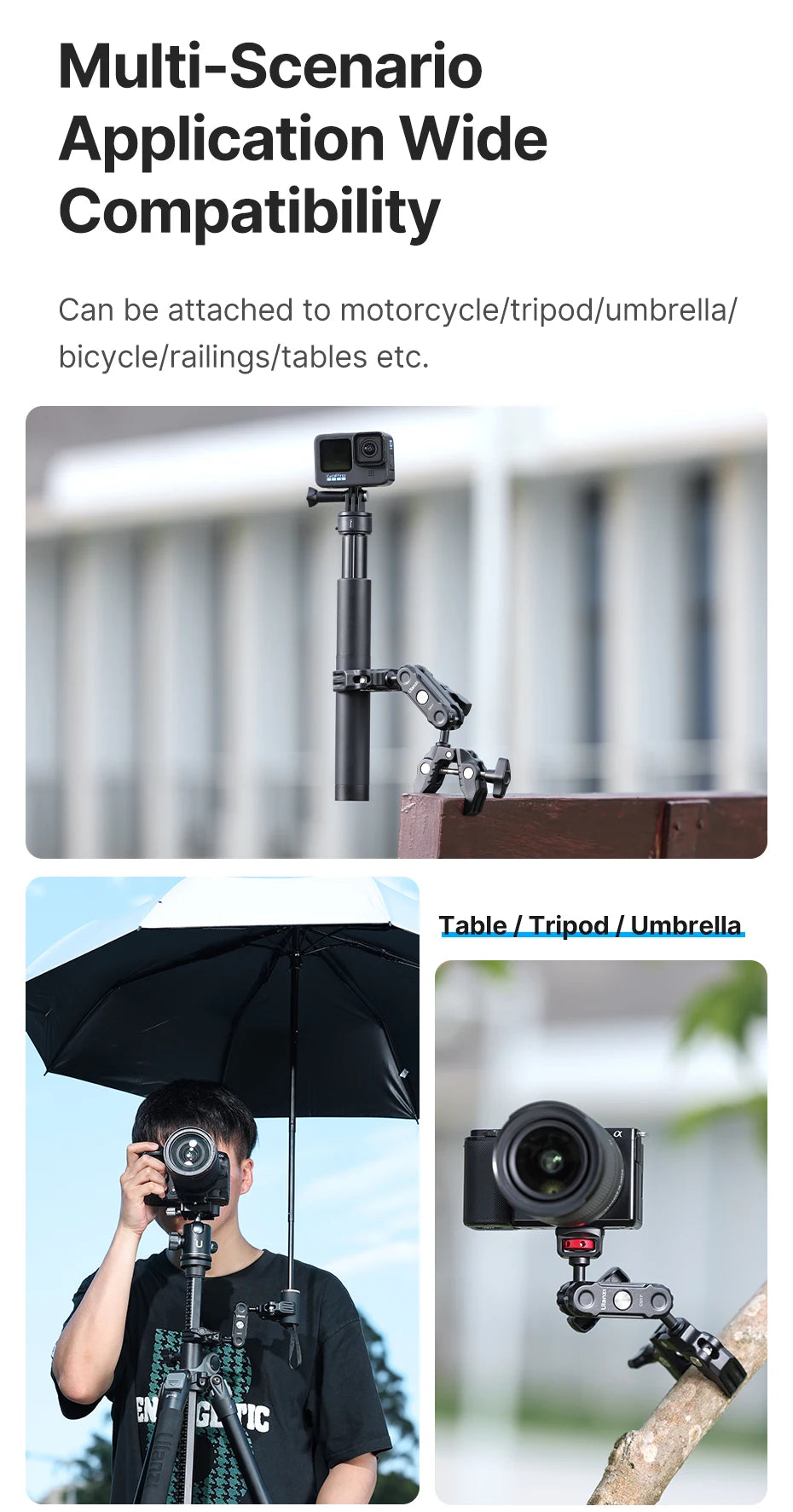 CowLost | ulanzi-co17-pea-pods-dule-head-super-clamp-for-go-pro-11-10-9-8-7-6-insta360-super-clamp-magic-arm-travel |8