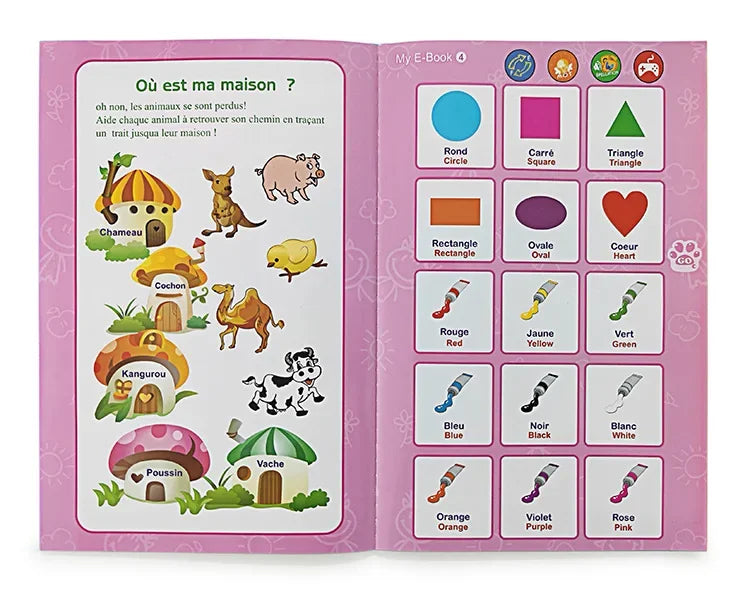 French-English Bilingual Children's Voice Reading Book Early Learning Toy