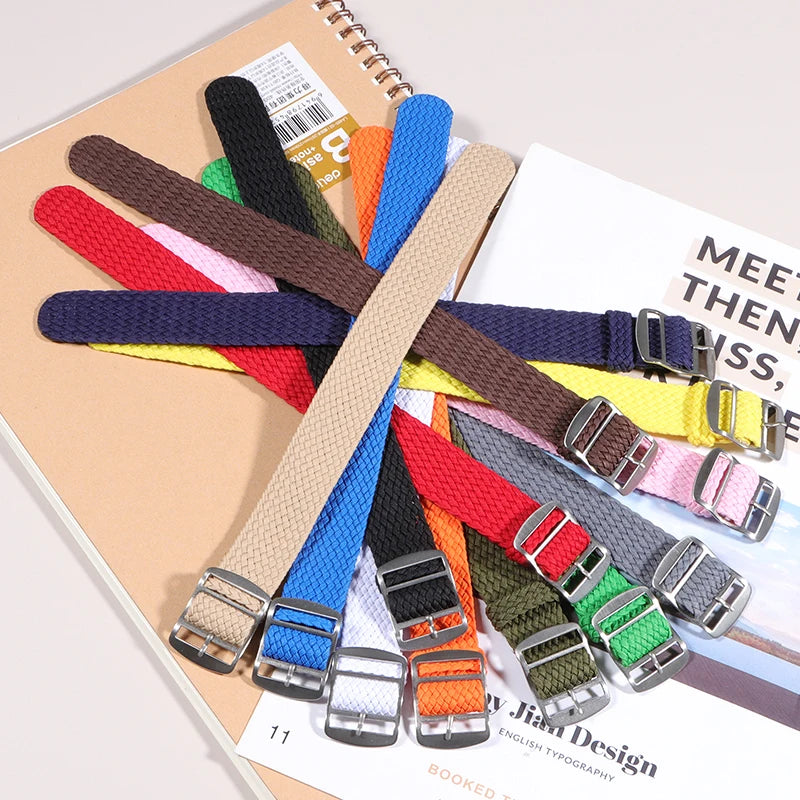 Nylon Canvas Watch Strap 16mm-22mm Unisex Sport Replacement Band with Pin Buckle