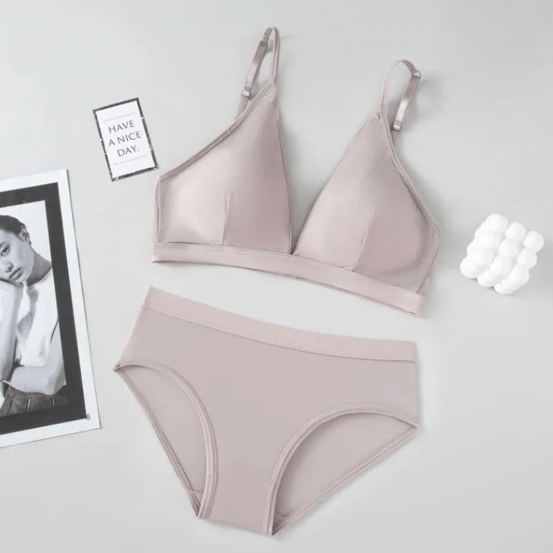 CowLost | women-seamless-bra-and-panties-set-low-waist-ice-silk-briefs-non-wire-bra-sexy-lingerie-female-push-up-bra-comfort-underwear-set |7