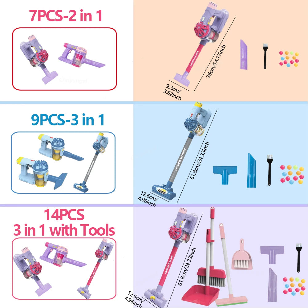 Kids Electric Vacuum Cleaner Toy Pretend Play Cleaning Set Educational Gift for Toddlers