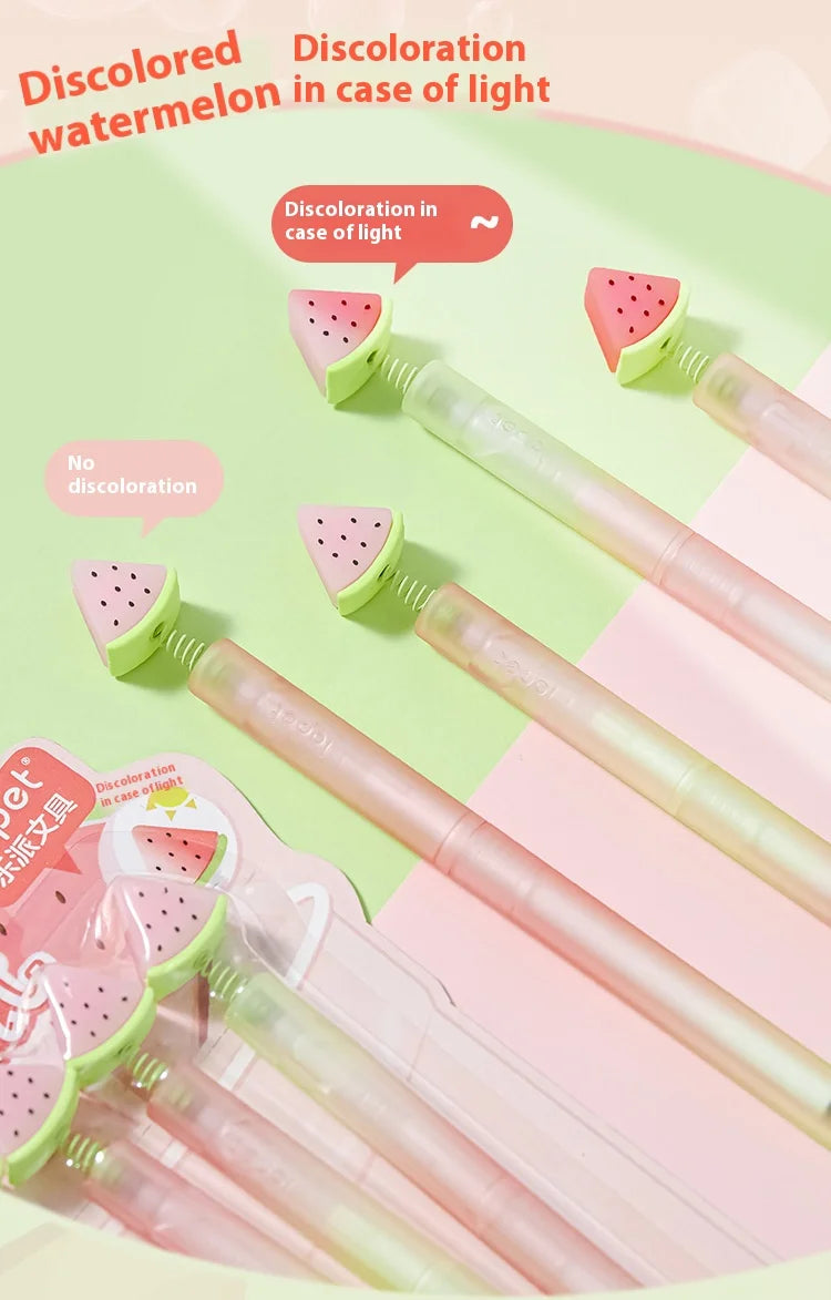 CowLost | product_id-4pcs-lopet-kwaii-cute-twist-gel-pens-color-changing-watermelon-vanilla-cream-quick-dry-black-ink-stationery-gift |9