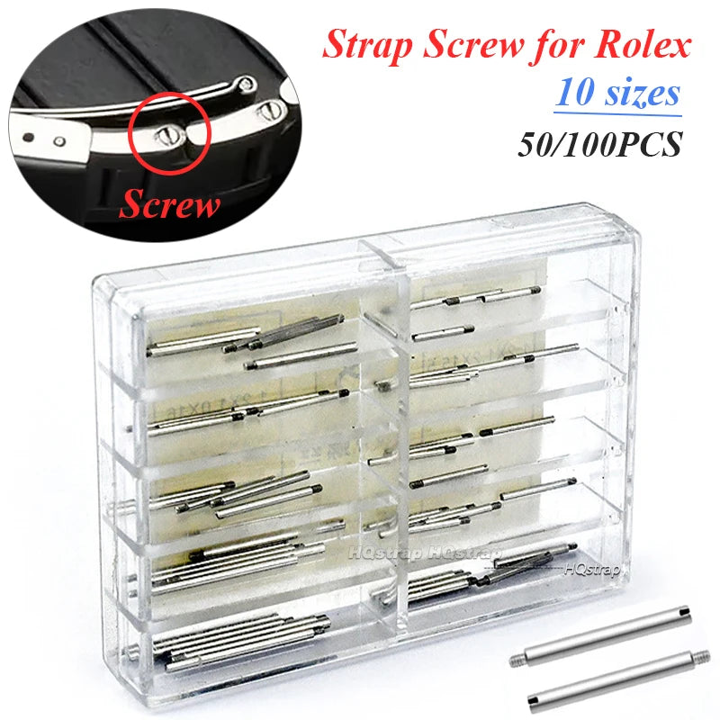 CowLost | product_id-50-100pcs-stainless-steel-watch-band-screws-and-rods-for-rolex-connector-repair-kit |7