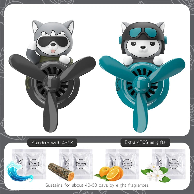 CowLost | product_id-pilot-husky-dog-car-air-freshener-propeller-plane-vent-clip-ocean-scent-aroma-diffuser |22