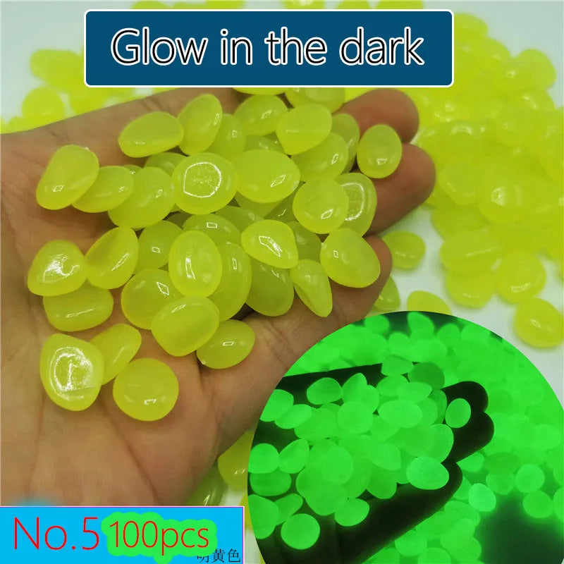 100pcs 14x11mm Dark Pebbles Glow Fish Garden Stone Aquarium Decoration