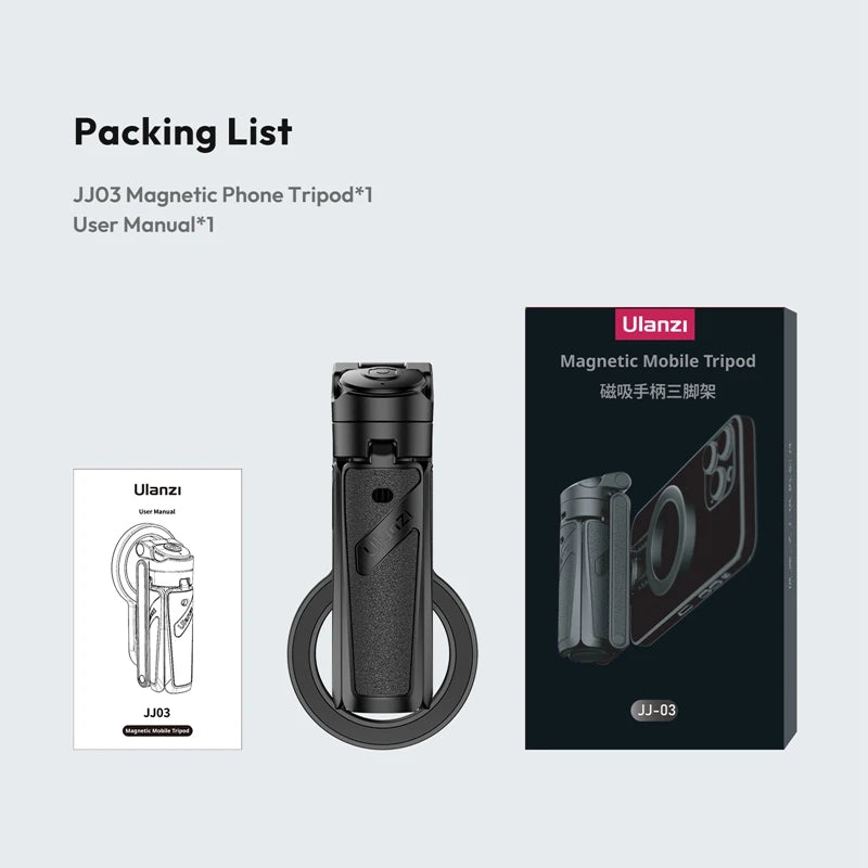 CowLost | ulanzi-jj03-magnetic-phone-tripod-wireless-phone-grip-selfie-stick-desktop-tripod-for-iphone-16-15-14-13-pro-pro-max |17