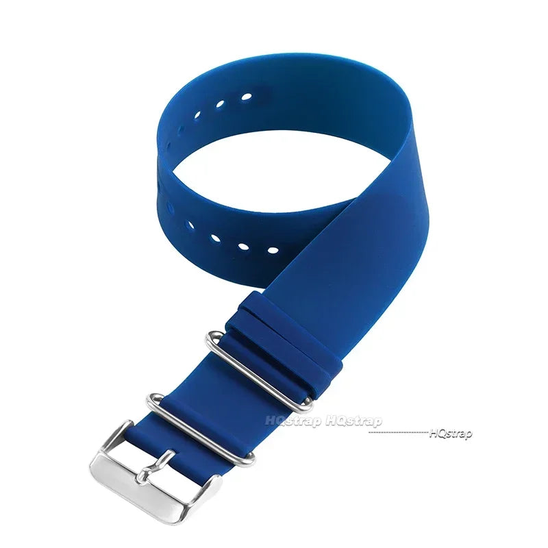 18mm-22mm Soft Silicone Waterproof One-Piece Watch Strap Black Blue Grey Universal