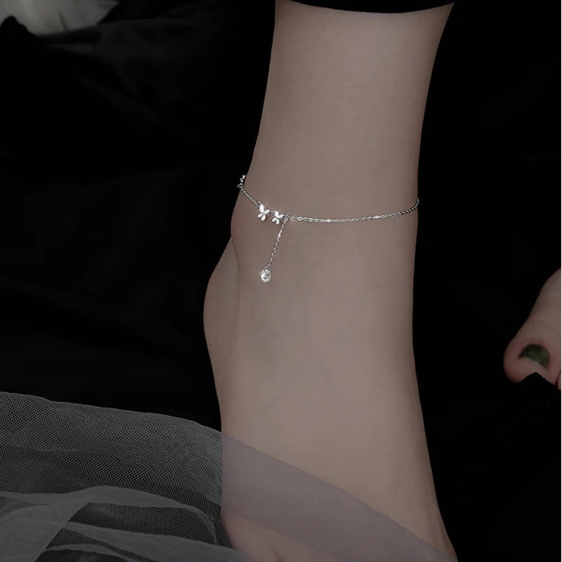 CowLost | handbags-sam-panda-925-sterling-silver-butterfly-zircon-tassel-anklet-for-women |4