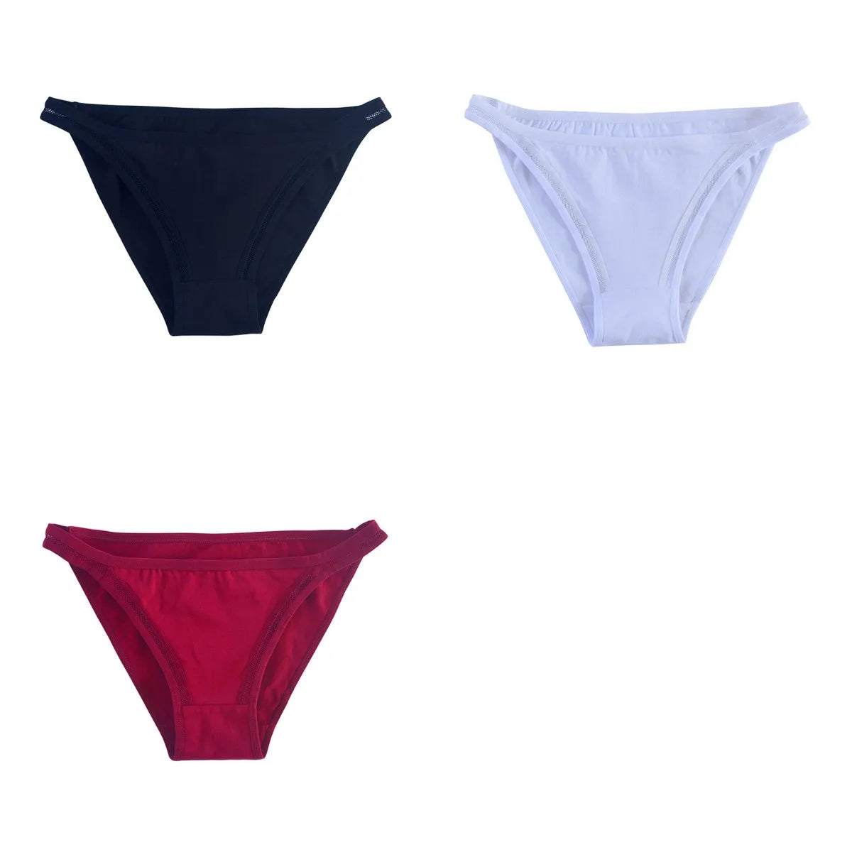 CowLost | product_id-3pcs-womens-cotton-low-rise-brazilian-briefs-with-mesh-sides-m-xl |24