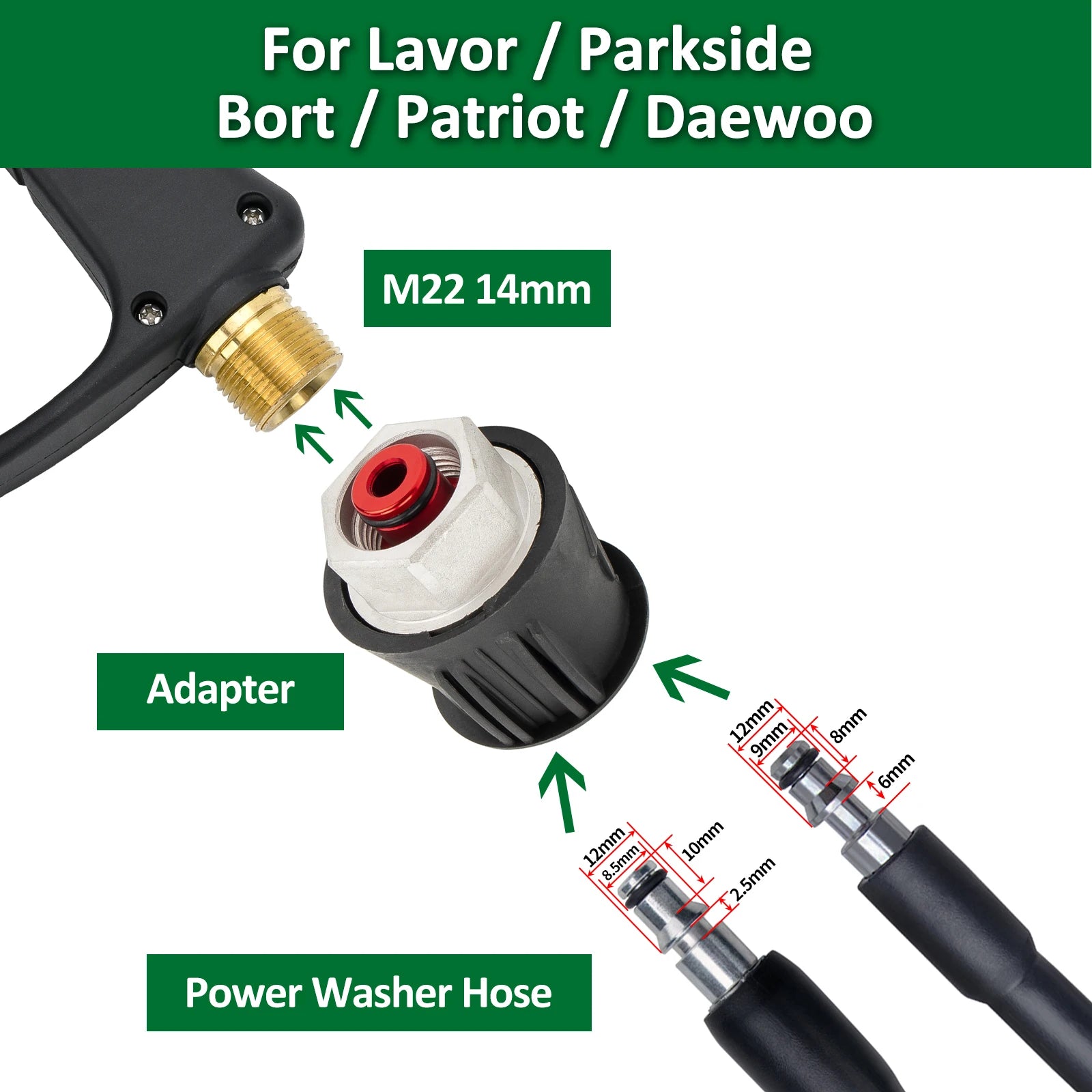 CowLost | pressure-washer-water-gun-with-car-cleaning-hose-connector-for-karcher-nilfisk-parkside-bosch |17