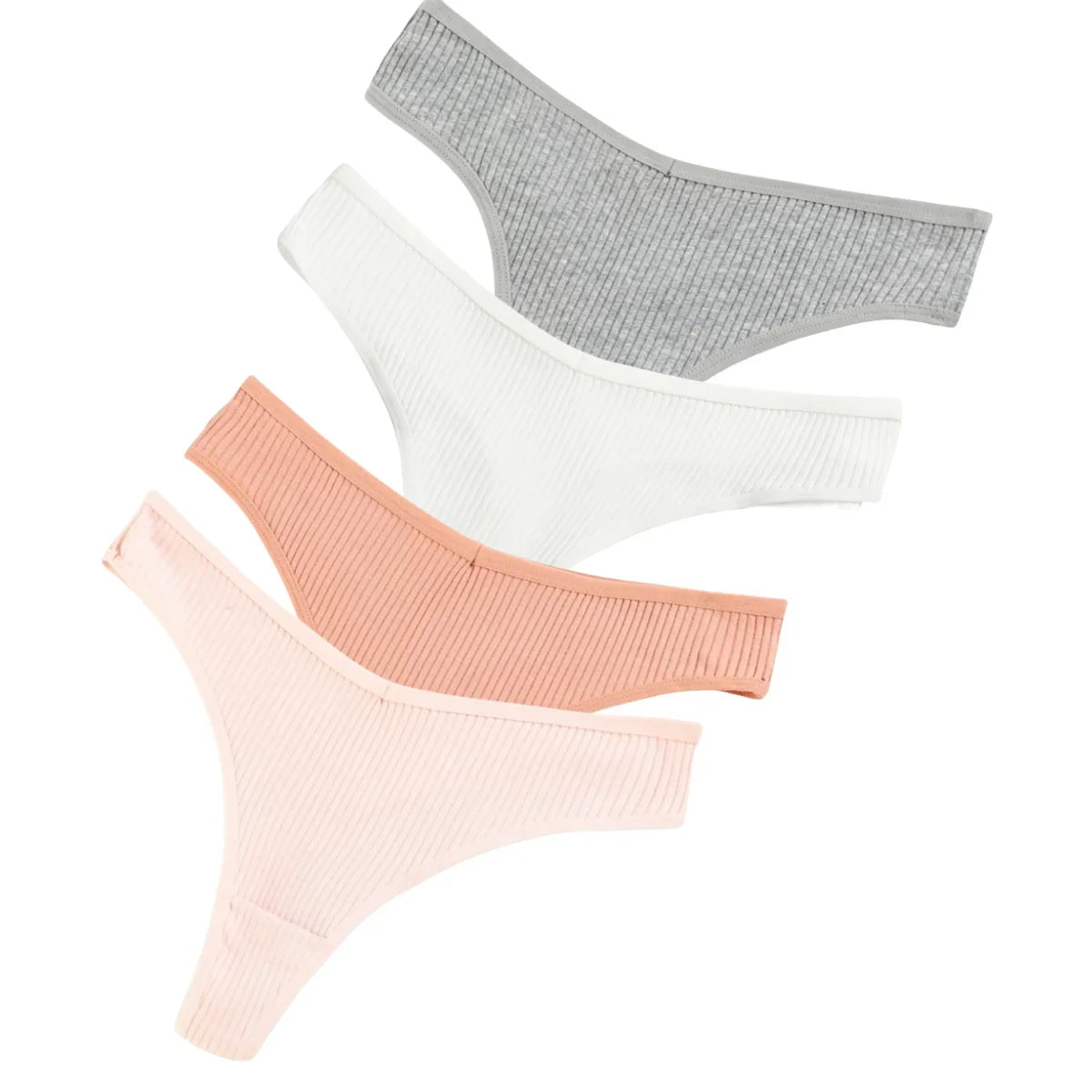 CowLost | product_id-4pcs-women-cotton-low-rise-solid-color-v-waist-g-string-thongs-m-xxl |33