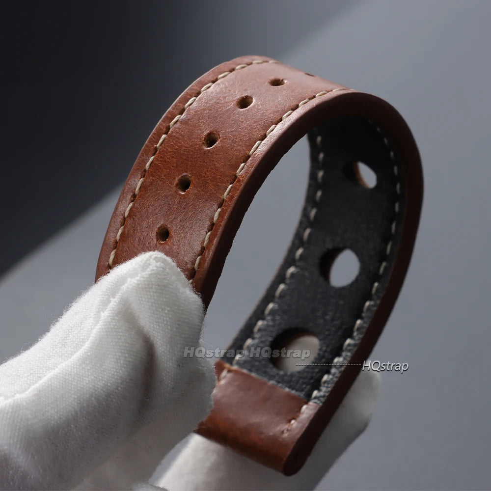 CowLost | product_id-hqstrap-genuine-dark-brown-cowhide-leather-watch-band-20mm-22mm-unisex-with-butterfly-buckle |15