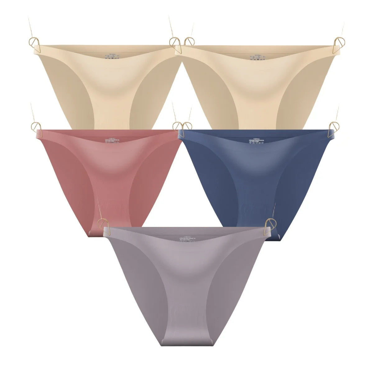 CowLost | product_id-5pcs-womens-seamless-low-waist-ultra-thin-ice-silk-briefs-solid-colors |12