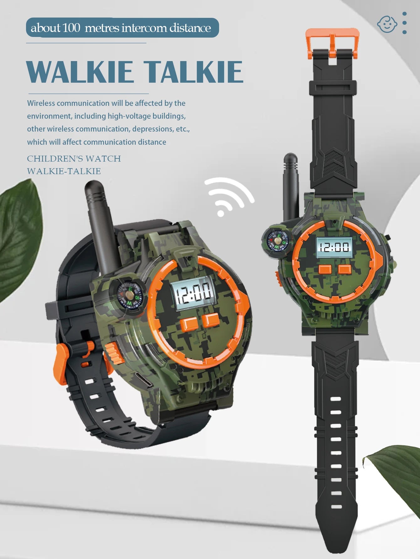 CowLost | product_id-2pcs-rechargeable-electronic-walkie-talkie-watch-with-compass-kids-toy-gift |7