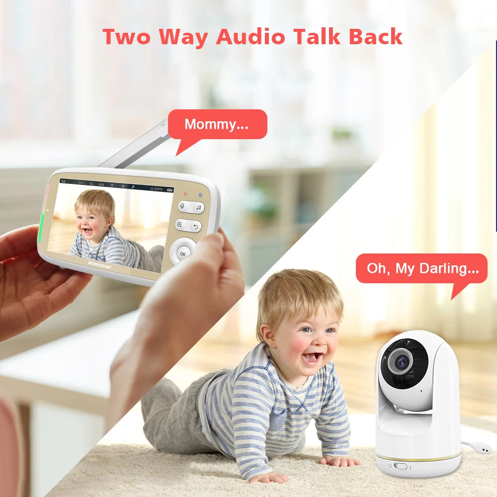 CowLost | vb803-baby-monitor-5-inch-720p-larger-display-with-camera-330-pan-135-tilt-3x-zoom-2-way-audio-night-vision-babysitter-camera |2