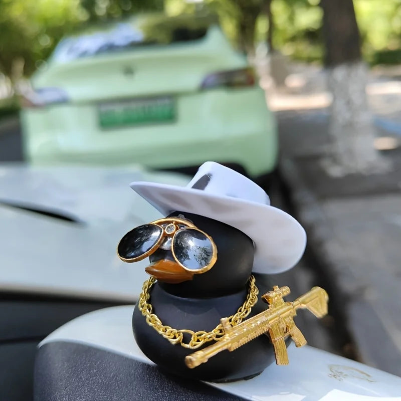 CowLost | 1set-cowboy-hat-black-duck-car-decoration-car-duck-decoration-accessory-2 |3
