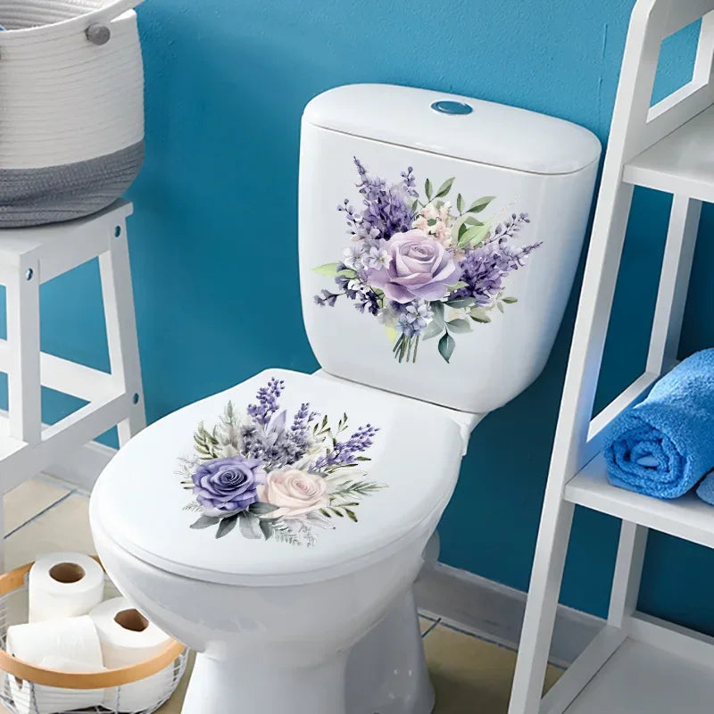 CowLost | 2pcs-purple-flower-hyacinth-stickers-bathroom-toilet-sticker |4