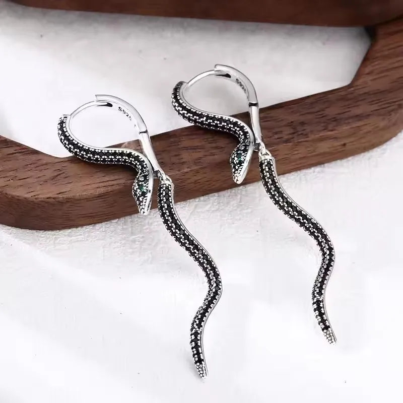 CowLost | business-card-cases-sam-panda-925-sterling-silver-vintage-square-snake-hoop-earrings-for-women |6