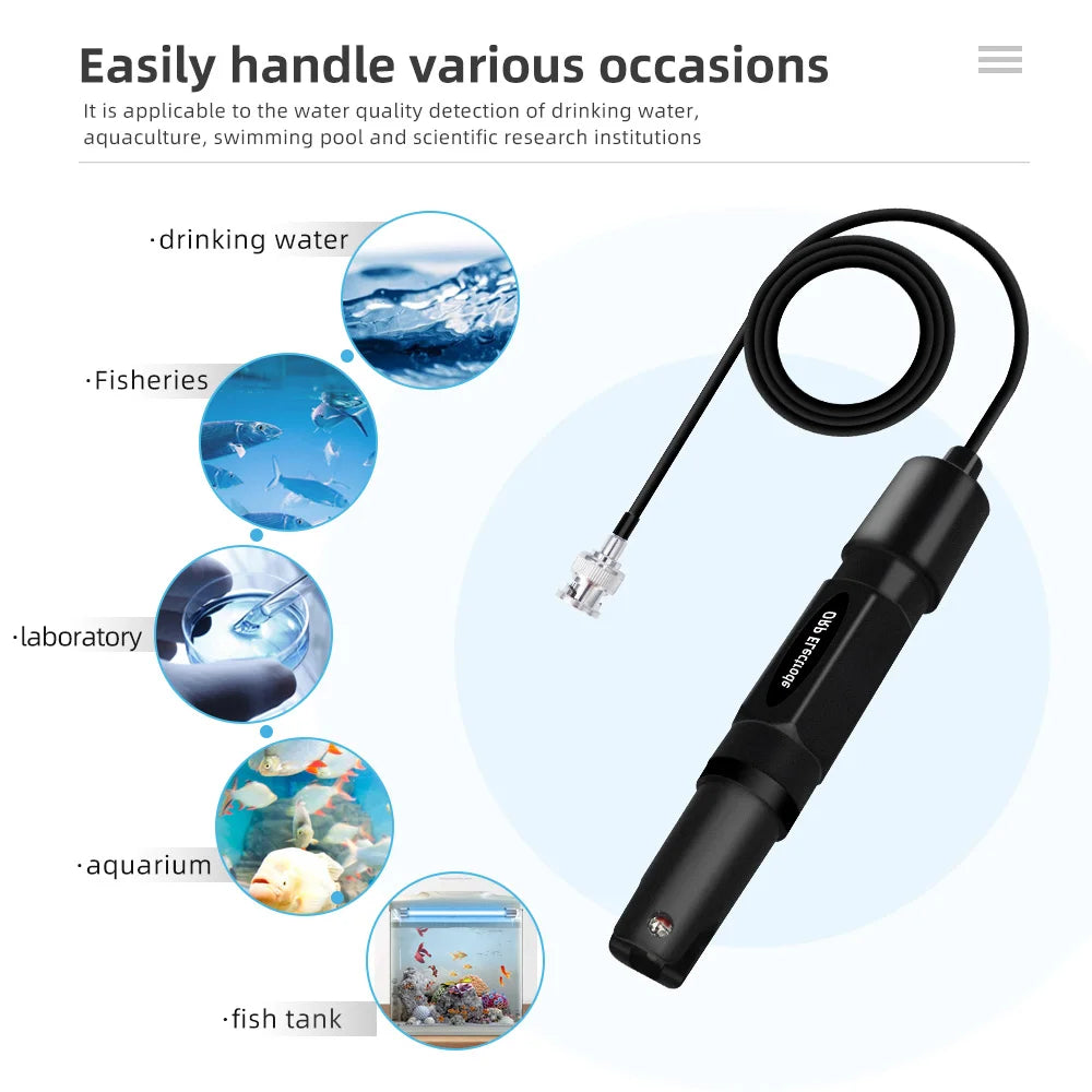 1.2m/2m ORP Replacement Probe with BNC Connector for Aquarium, Hydroponic, Laboratory Oxidation-Reduction Potential Test