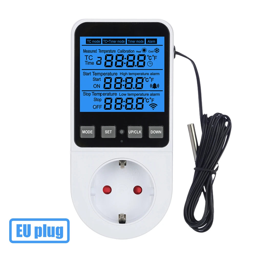LCD Timer Socket Thermostat Temperature Controller AC110-230V for Heating Cooling