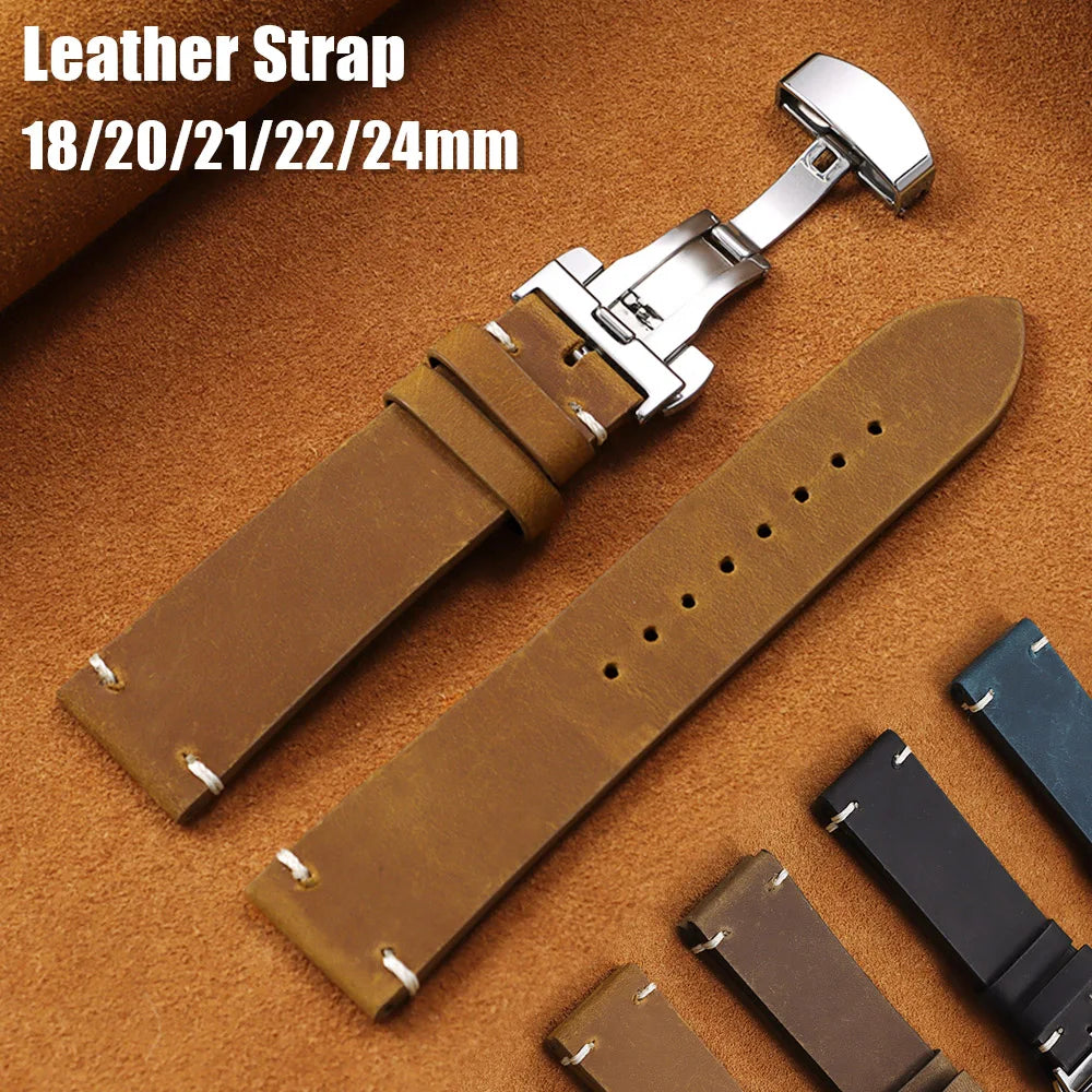 CowLost | bracelets-product_id-seiko-vintage-leather-watch-band-cowhide-strap-for-rolex-butterfly-buckle-18-24mm |1