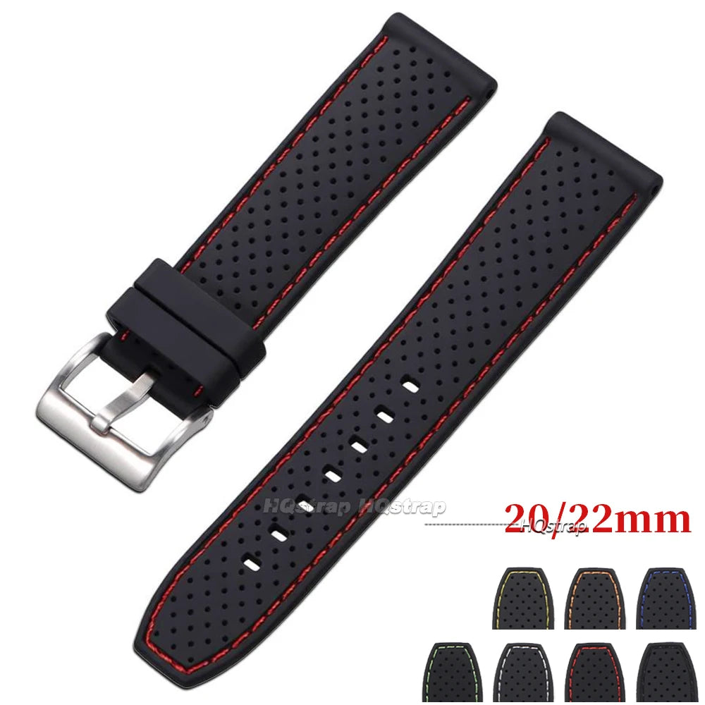 Breathable Silicone 20mm 22mm Sports Watchband for Seiko SmartWatch Waterproof Wrist Strap