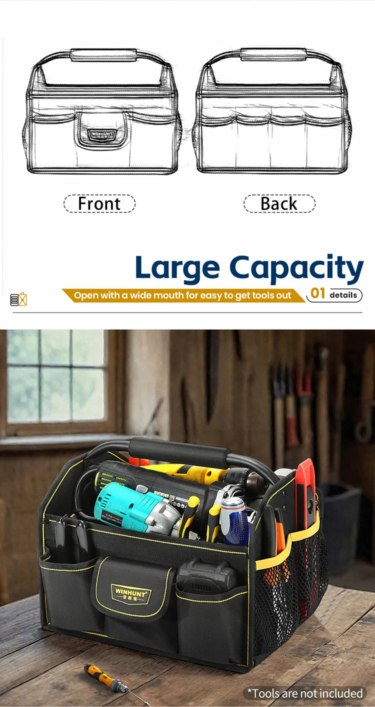 CowLost | product_id-winhunt-10-pocket-wide-mouth-heavy-duty-tool-tote-bag-for-electricians |8