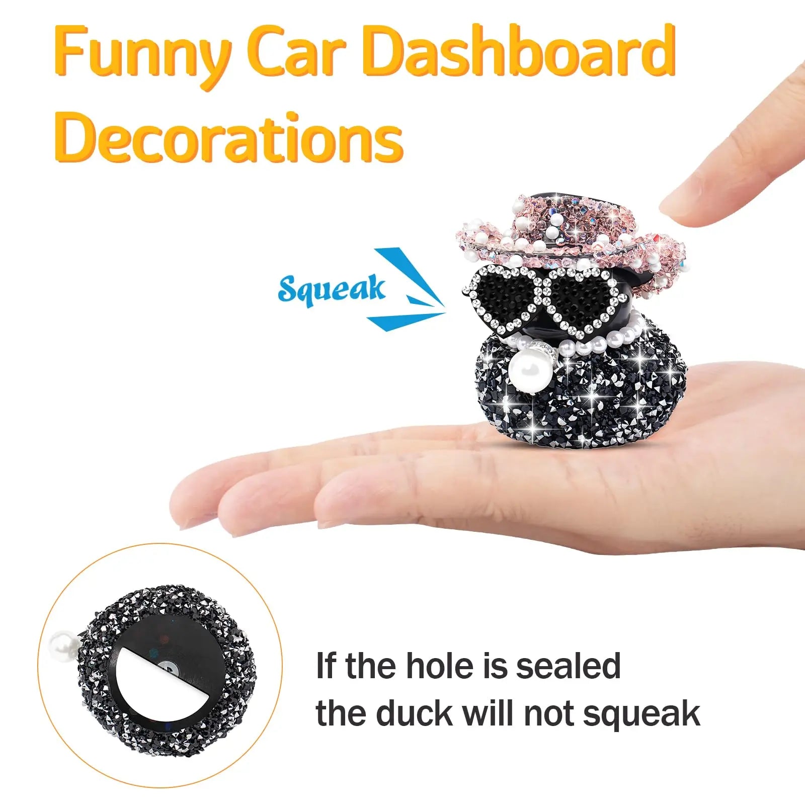 CowLost | product_id-black-diamond-rubber-duck-car-dashboard-ornament-cool-car-accessory |5