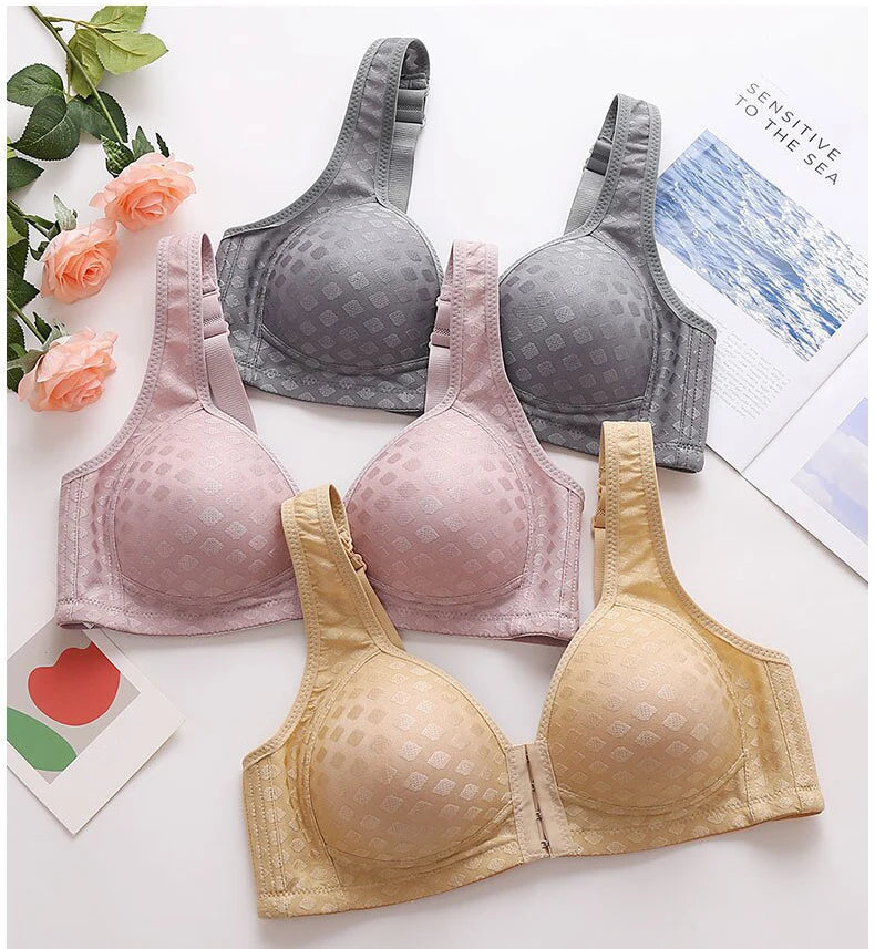 CowLost | product_id-fallsweet-plus-size-plaid-seamless-wireless-front-closure-push-up-bra |5