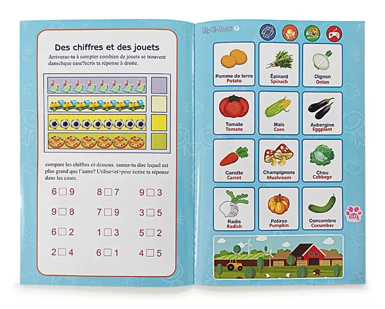 French-English Bilingual Children's Voice Reading Book Early Learning Toy