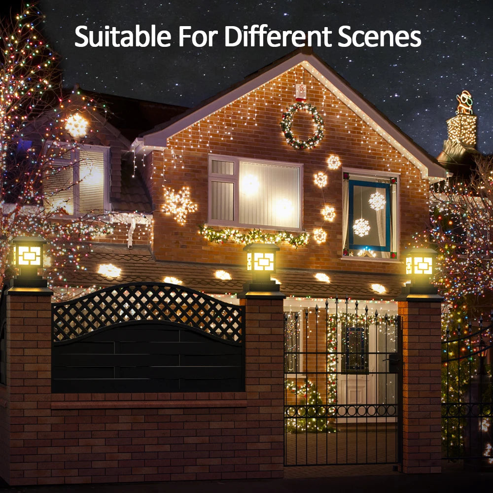 Outdoor Solar LED Post Cap Lights Waterproof with 2 Color Modes for Garden Patio Pathway