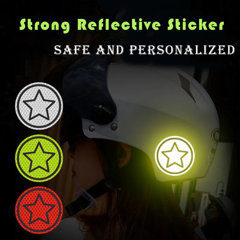 CowLost | 2pcs-set-car-bumper-reflective-safety-strip-stickers-car-circular-star-reflective-sticker-reflective-warning-safety-tape |1
