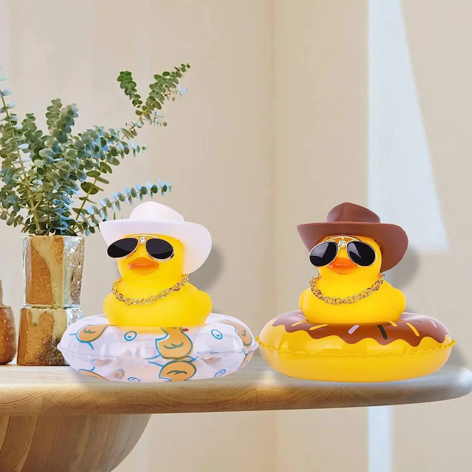 CowLost | 2-set-car-duck-mini-car-dashboard-yellow-rubber-duckies-toy-jeep-duck-party-favor-car-decoration-table-ornament-car-accessory |32