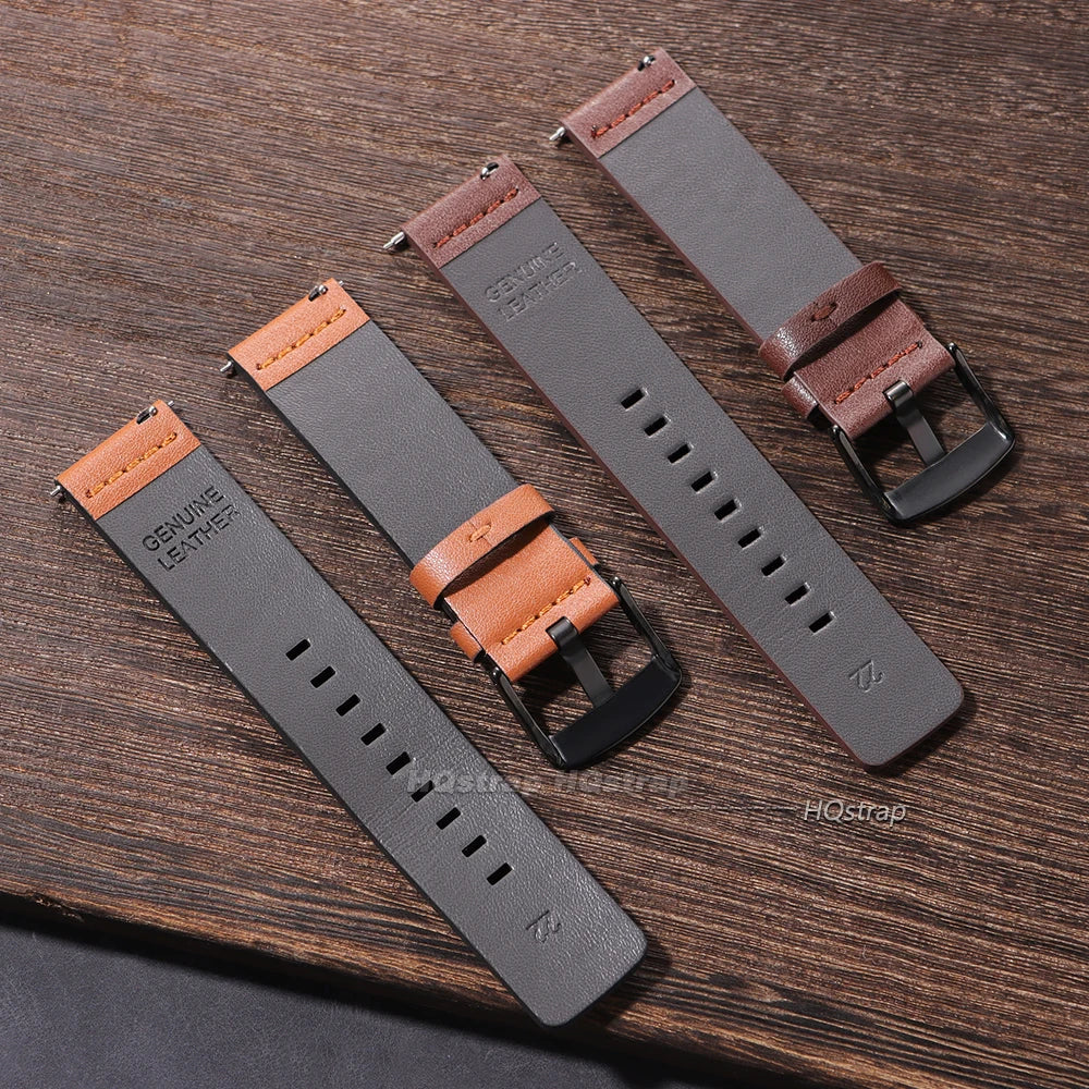 18mm-24mm Leather Watch Band for Samsung Galaxy Watch 7 6 5 4 & Gear S3 with Quick Release