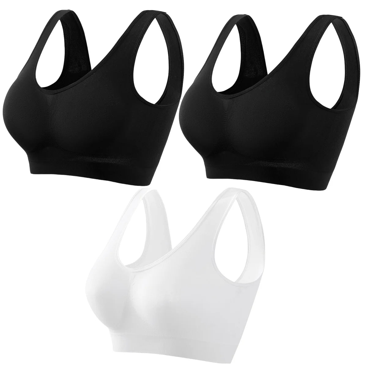 CowLost | product_id-3pcs-seamless-wireless-plus-size-crop-top-bra-set-s-5xl-breathable-sport-brassiere |7