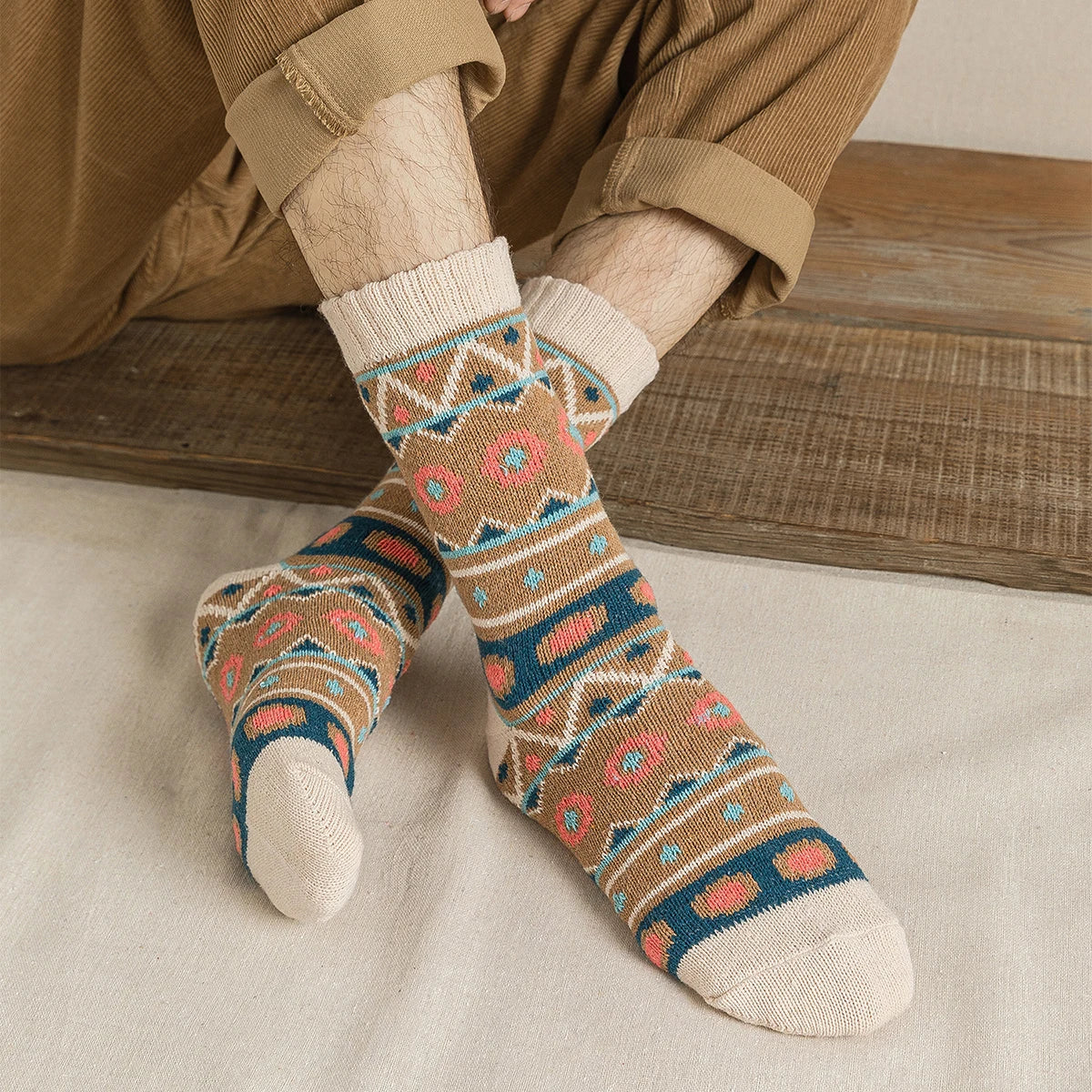 CowLost | sporting-goods-5-pairs-thick-winter-warm-unisex-socks-retro-style |17