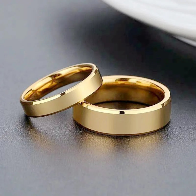 Stainless Steel Gold Couple Rings Simple Wedding Jewelry for Men and Women Gifts
