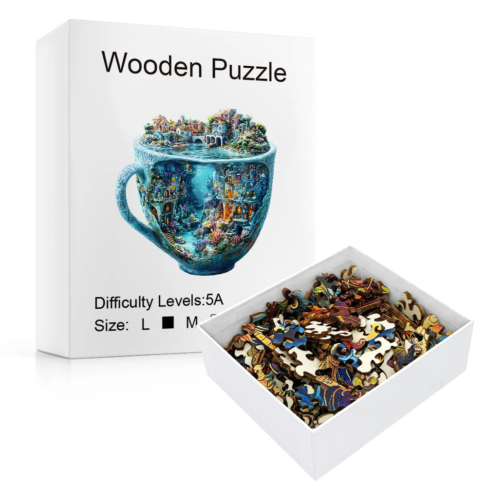 CowLost | product_id-whimsical-wooden-jigsaw-puzzle-teacup-village-decor-gift |4