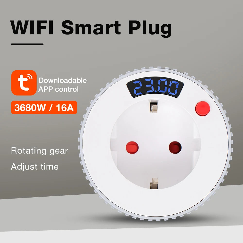 Tuya WiFi Smart Timer Socket with LCD Display and Countdown Switch