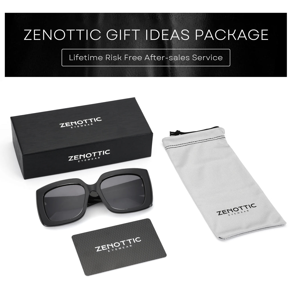 CowLost | zenottic-women-large-rectangle-polarized-sunglasses-thick-frame-uv400-protection |6
