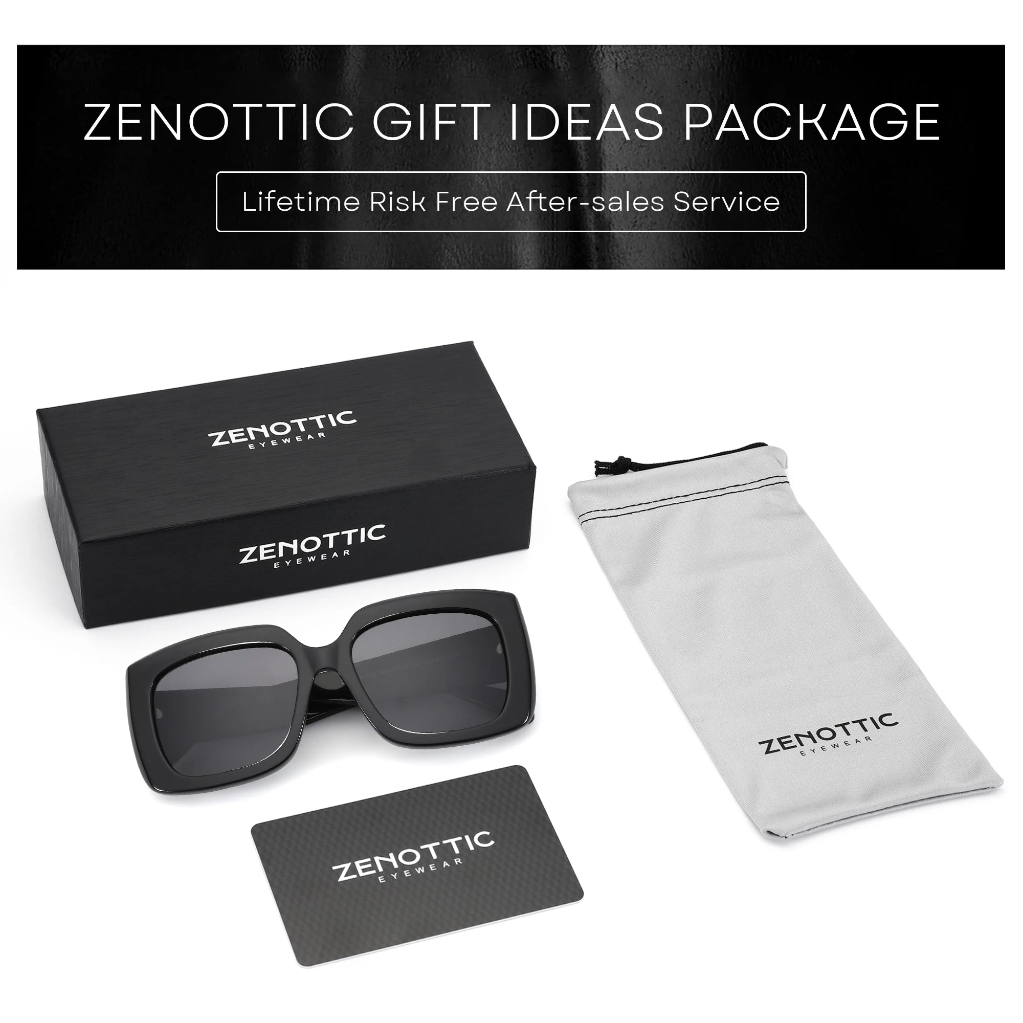 CowLost | zenottic-women-large-rectangle-polarized-sunglasses-thick-frame-uv400-protection |6
