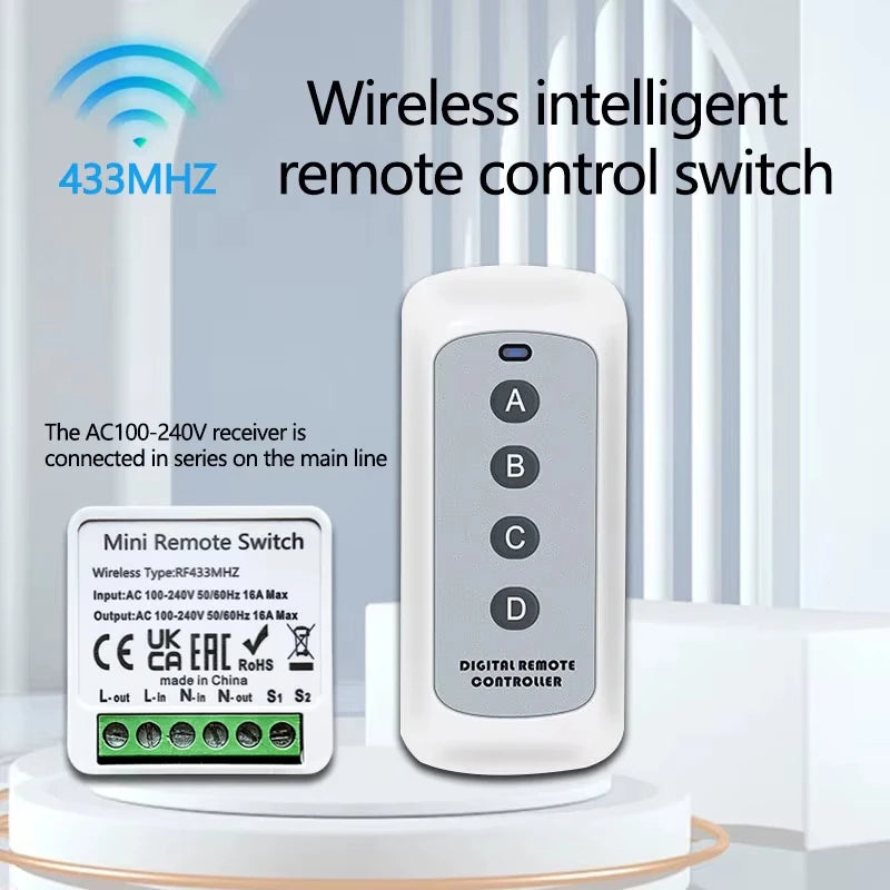 CowLost | garage-door-remotes-product_id-wireless-433mhz-16a-4-key-rf-switch-module-remote-ac-100-240v-relay-receiver |4