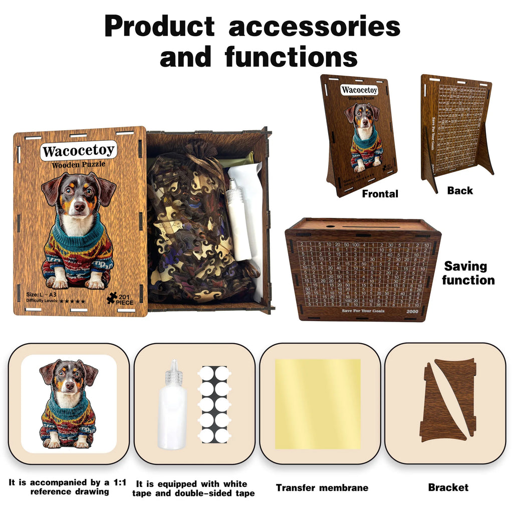 CowLost | product_id-wacocetoy-201-piece-wooden-dog-jigsaw-puzzle-with-storage-box-for-adults-kids |2